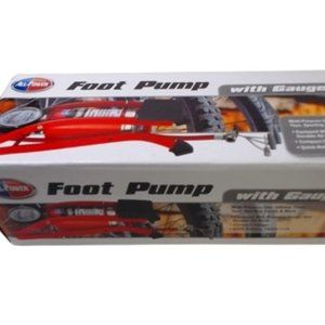 All Power Foot Pump Inflator with Gauge Red New